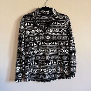 Women’s lands end fleece 1/4 sleep fair isle Nordic ski size small petite